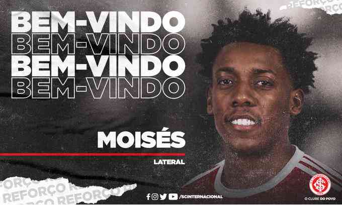O Internacional anunciou a contratao do lateral-esquerdo Moiss, que estava no Bahia